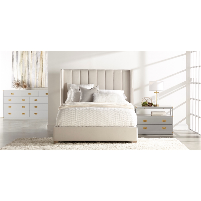 Essentials For Living Stitch & Hand Chandler Velvet King Bed in Cream