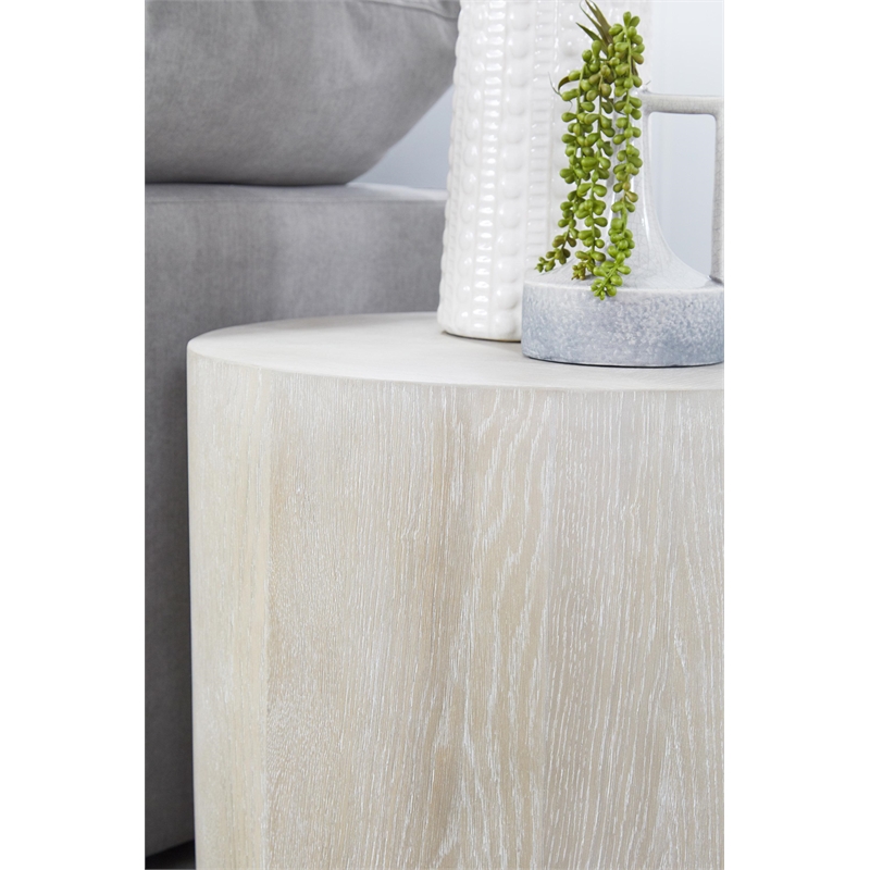 Essentials For Living District Roto Wood Large End Table in Natural Gray