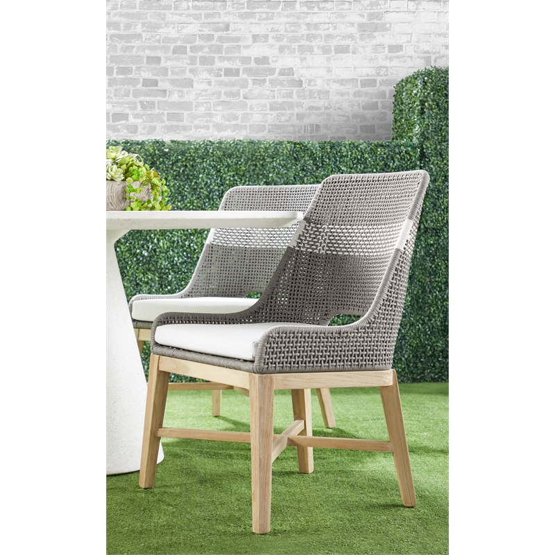 Star International Furniture Woven Fabric Outdoor Dining Chair in Gray/Set  of 2