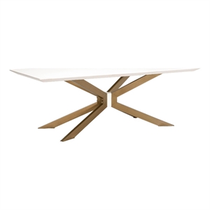 essentials for living district industry stone dining table in ivory/brass