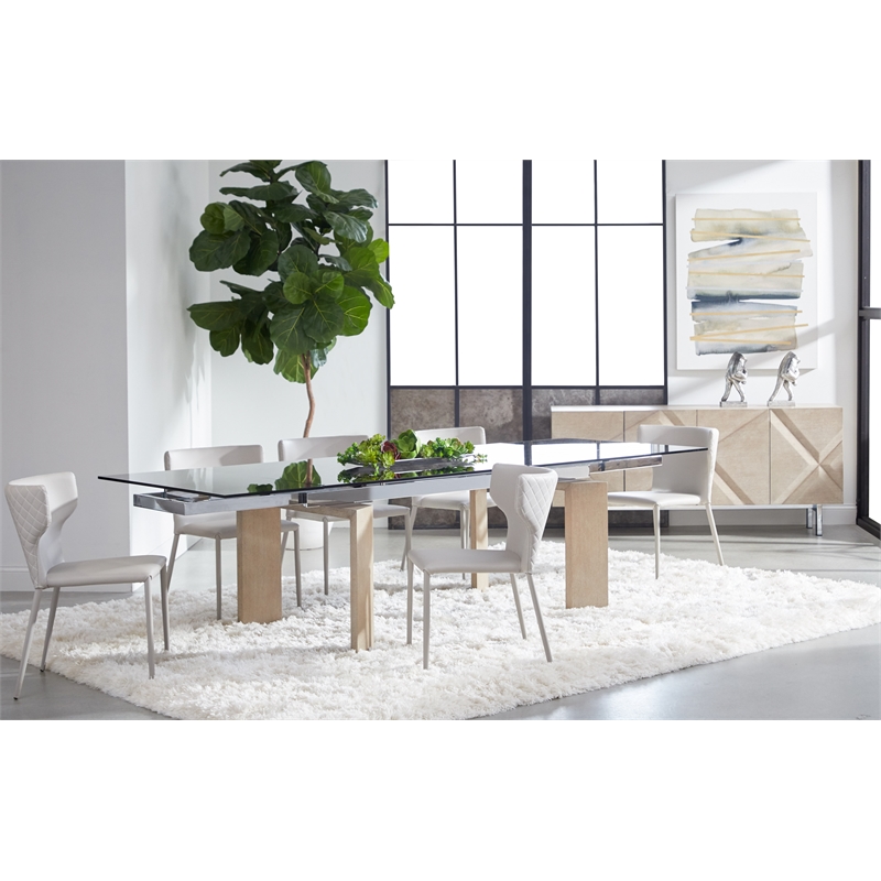 Essentials For Living Meridian Jett Wood Extension Dining Table in Gray