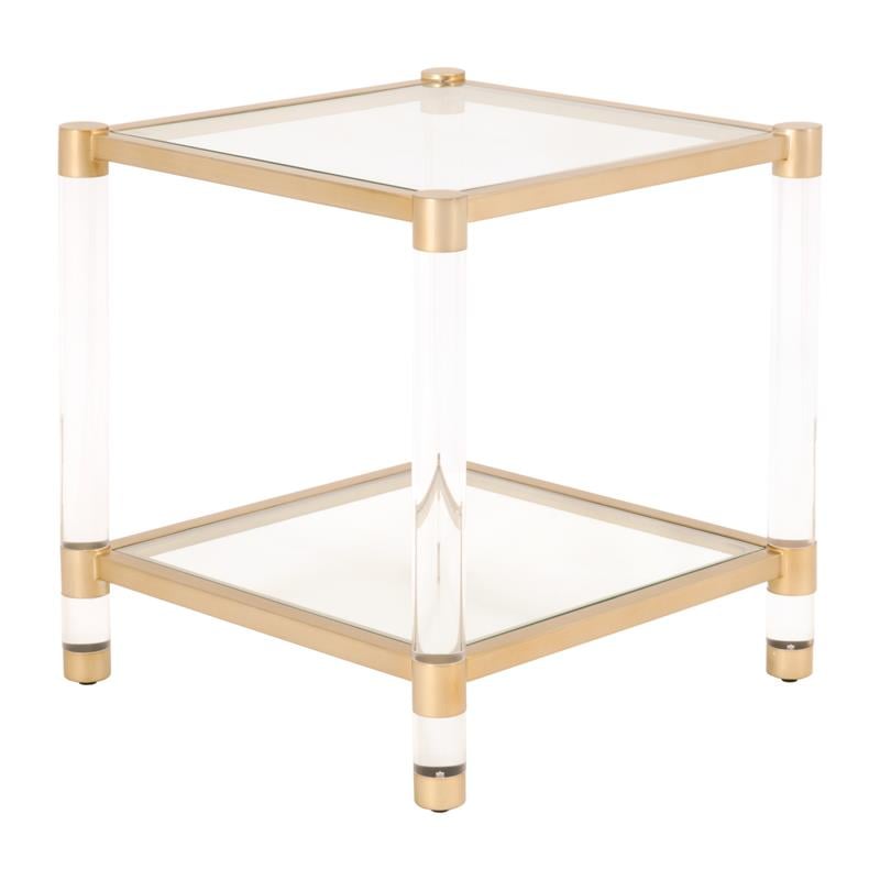Essentials For Living Traditions Nouveau Glass End Table in Brass