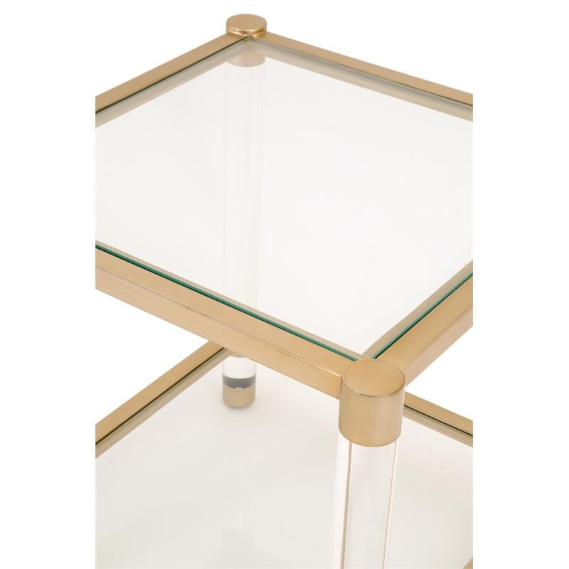 Essentials For Living Traditions Nouveau Glass End Table in Brass
