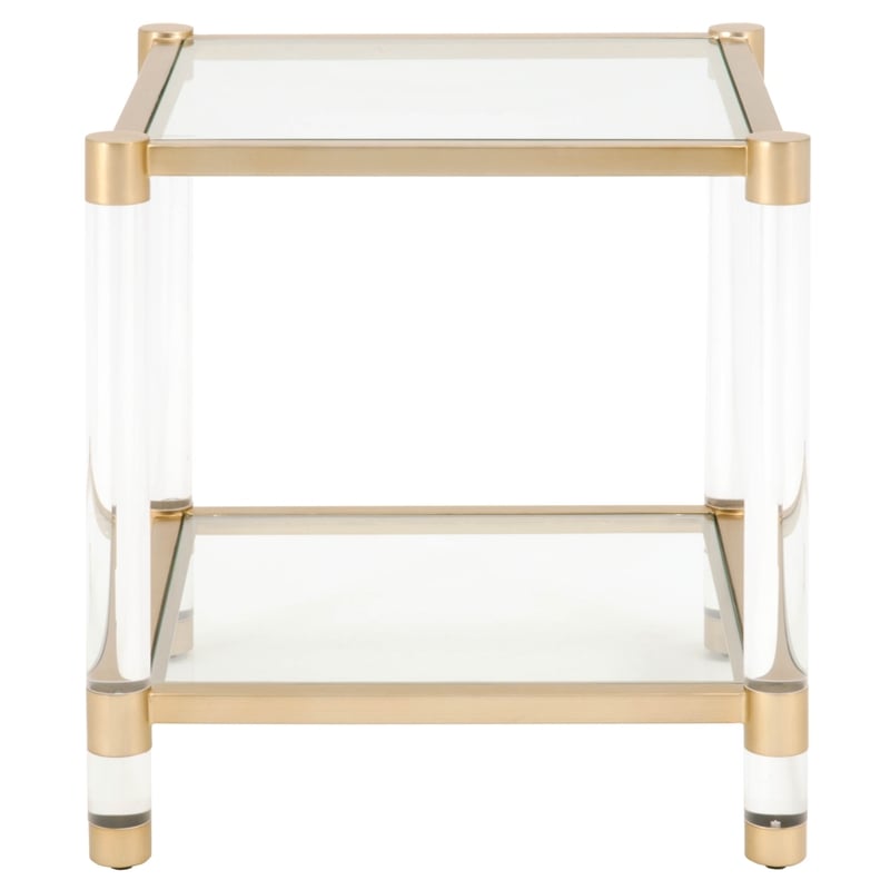 Essentials For Living Traditions Nouveau Glass End Table in Brass