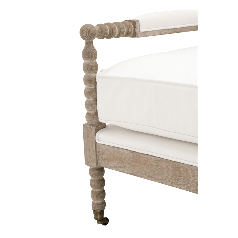 Essentials For Living Stitch & Hand Rouleau Fabric Club Chair in White