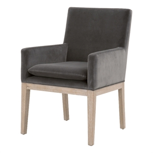 Essentials For Living Stitch & Hand Drake Velvet Arm Chair in Gray