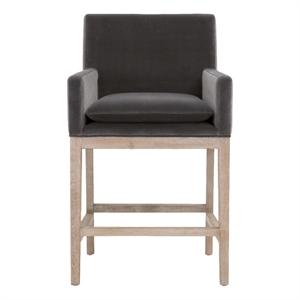 Essentials For Living Stitch & Hand Drake 27&quot Velvet Counter Stool - Gray