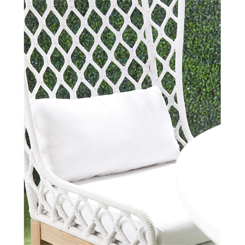 Essentials For Living Woven Lattis Fabric Outdoor Wing Chair in Off White