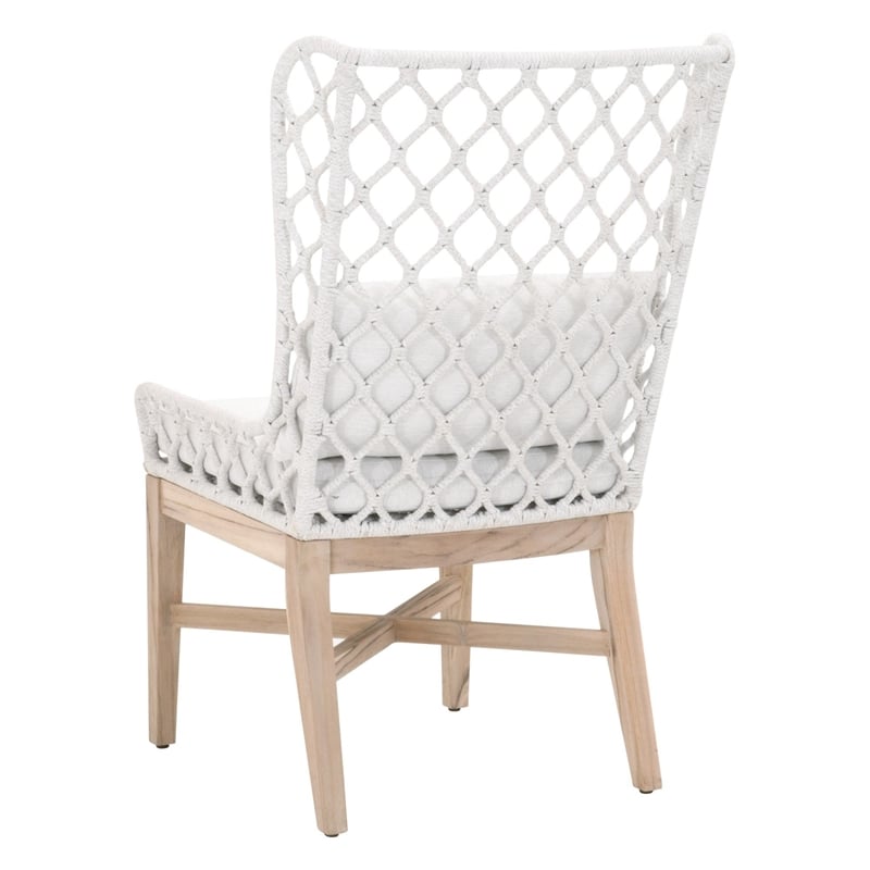 Essentials For Living Woven Lattis Fabric Outdoor Wing Chair in Off White