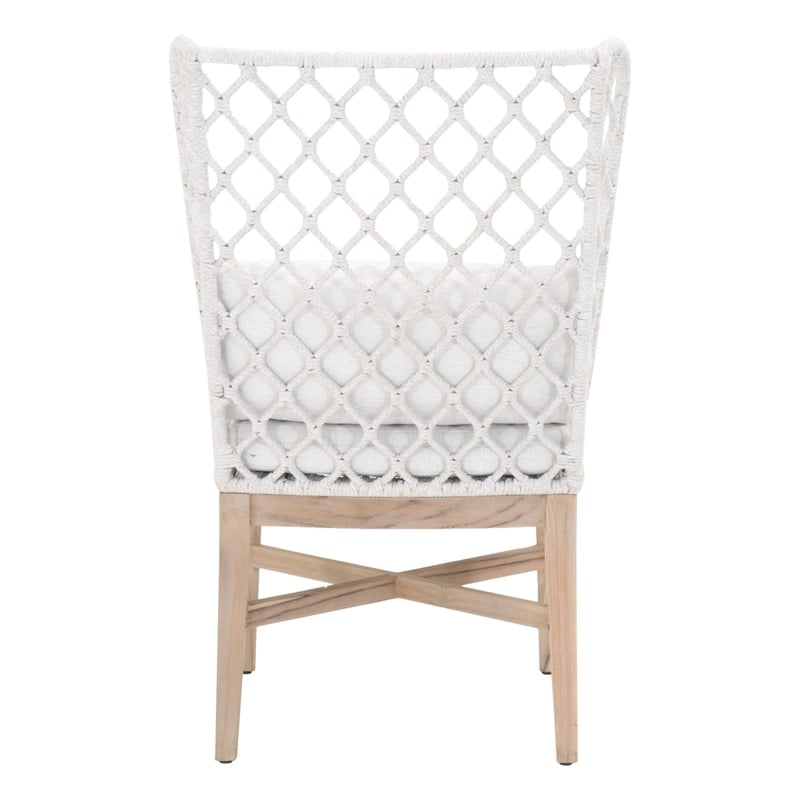 Essentials For Living Woven Lattis Fabric Outdoor Wing Chair in Off White
