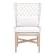Essentials For Living Woven Lattis Fabric Outdoor Wing Chair in Off White