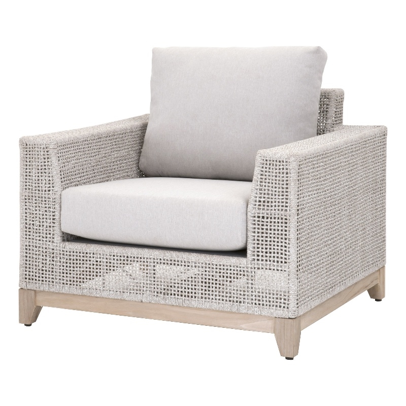 Essentials For Living Woven Tropez Fabric Outdoor Sofa Chair in Gray