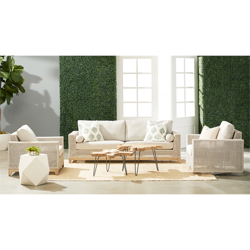 Essentials For Living Woven Fabric Outdoor Rocker Sofa Chair in Gray