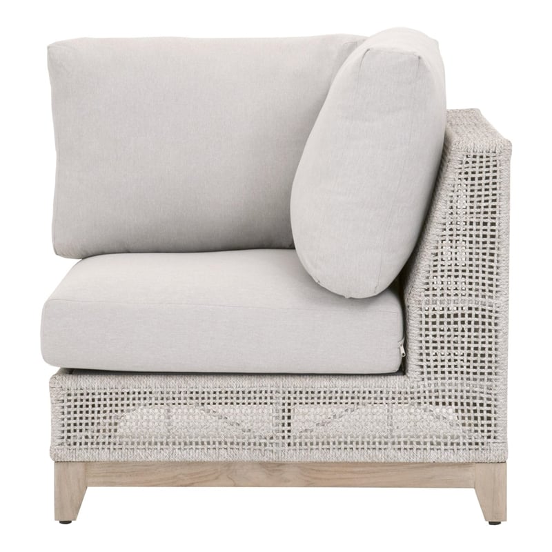 Essentials For Living Woven Tropez Fabric Outdoor Corner Chair in Gray