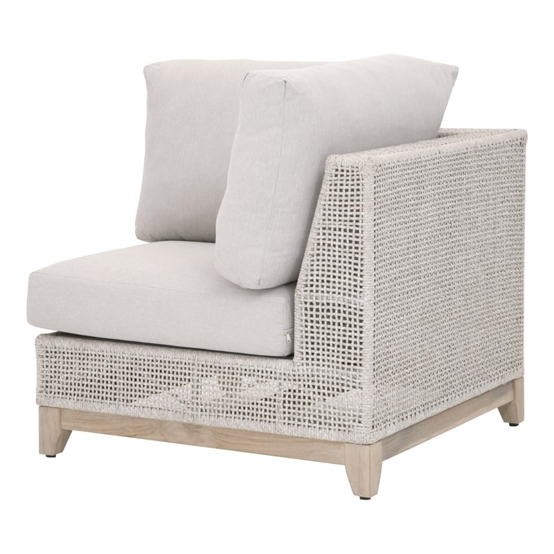 Essentials For Living Woven Tropez Fabric Outdoor Corner Chair in Gray