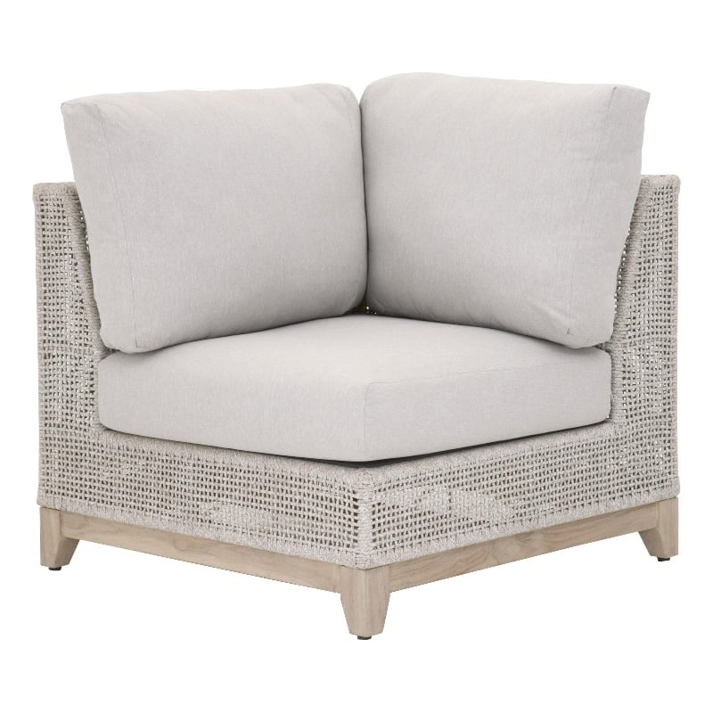 Essentials For Living Woven Tropez Fabric Outdoor Corner Chair in Gray