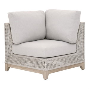 Essentials For Living Woven Tropez Fabric Outdoor Corner Chair in Gray