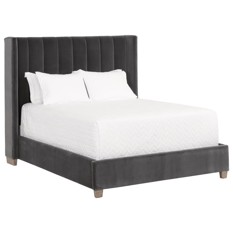 Essentials For Living Stitch & Hand Velvet Queen Bed in Dove Gray