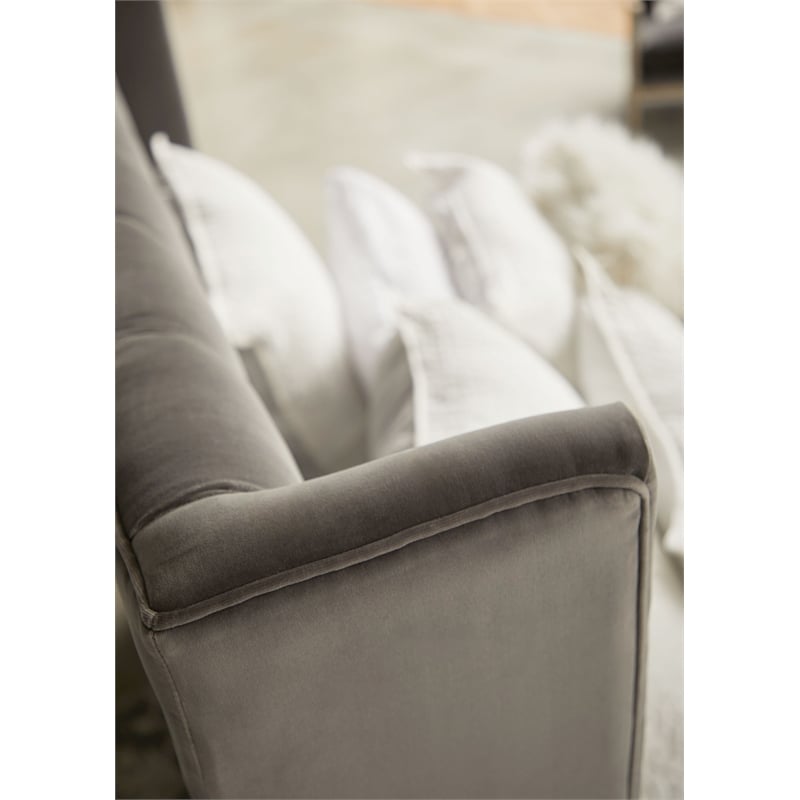 Essentials For Living Stitch & Hand Velvet Queen Bed in Dove Gray