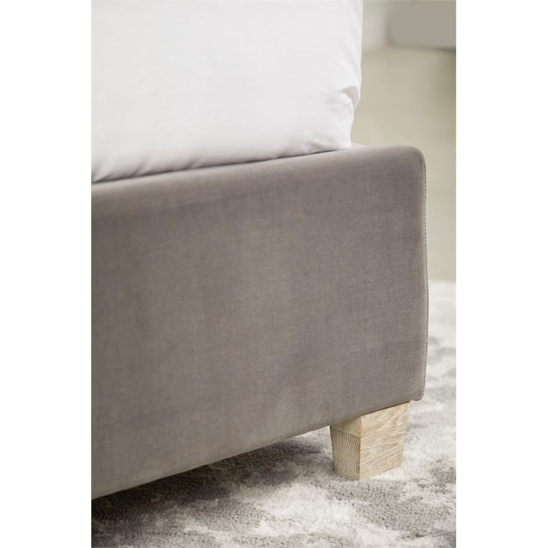 Essentials For Living Stitch & Hand Velvet Queen Bed in Dove Gray