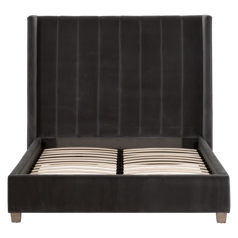 Essentials For Living Stitch & Hand Velvet Queen Bed in Dove Gray