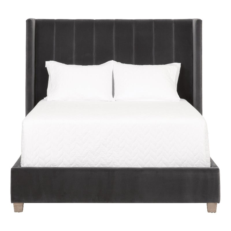 Essentials For Living Stitch & Hand Velvet Queen Bed in Dove Gray