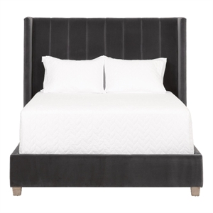 Essentials For Living Stitch & Hand Velvet Queen Bed in Dove Gray