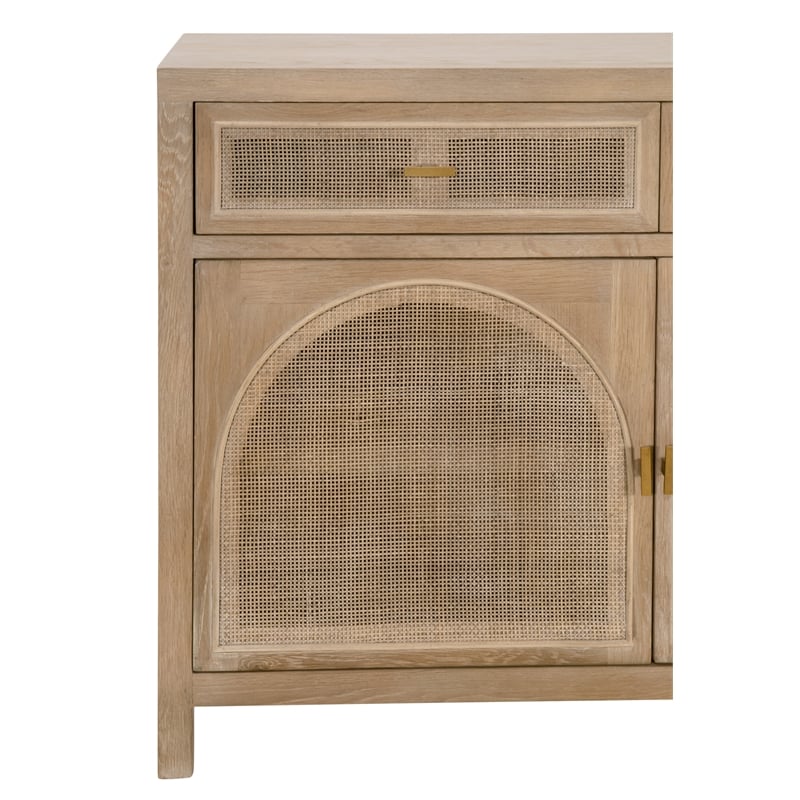 Essentials For Living Bella Antique Cane Wood Media Sideboard in Gray