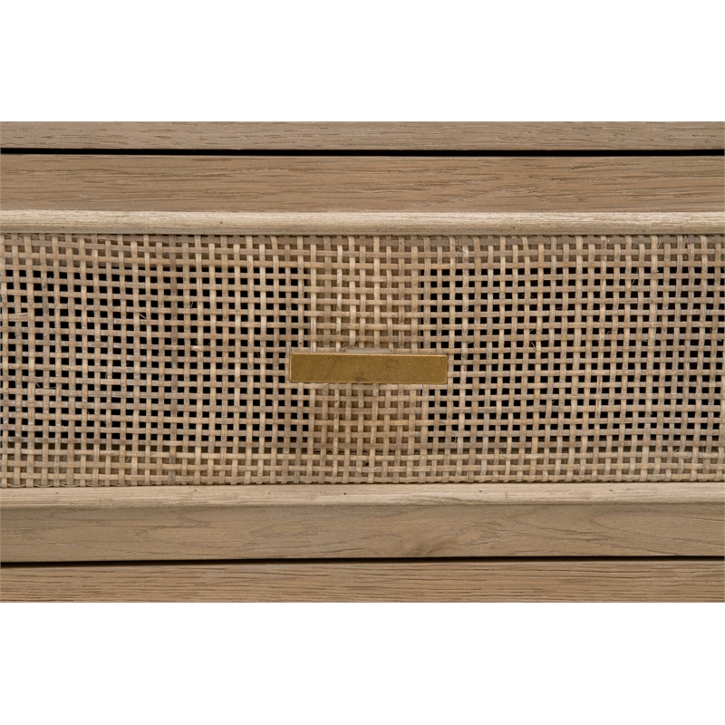 Essentials For Living Bella Antique Cane Wood Media Cabinet in Smoke Gray