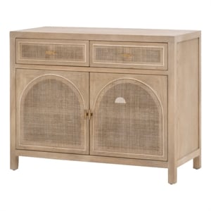 Essentials For Living Bella Antique Cane Wood Media Cabinet in Smoke Gray