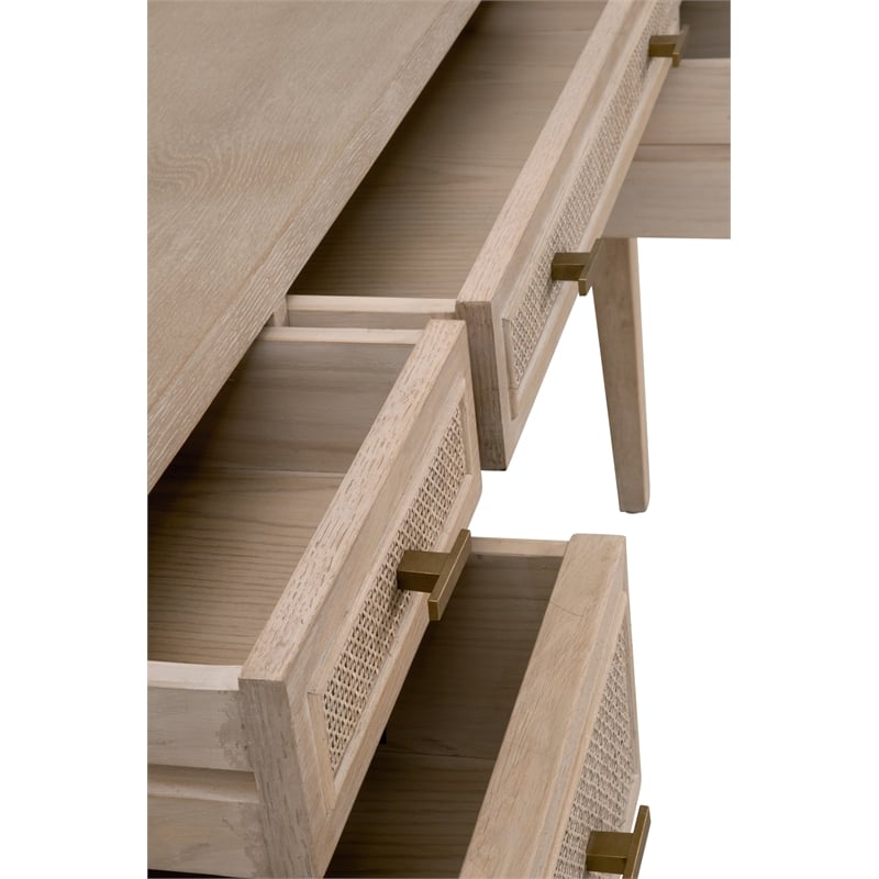 Essentials For Living Bella Antique Cane Wood Desk in Smoke Gray