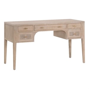 Essentials For Living Bella Antique Cane Wood Desk in Smoke Gray