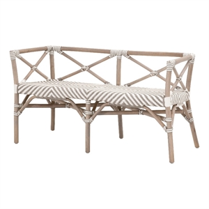 essentials for living the hamptons palisades rattan bench in gray/white