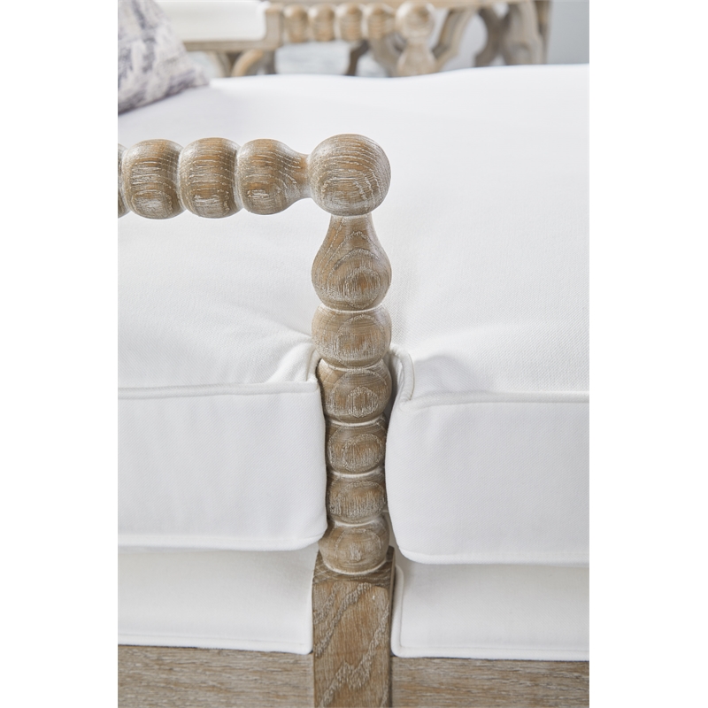 Essentials For Living Stitch & Hand Rouleau Fabric Chaise Lounge in White