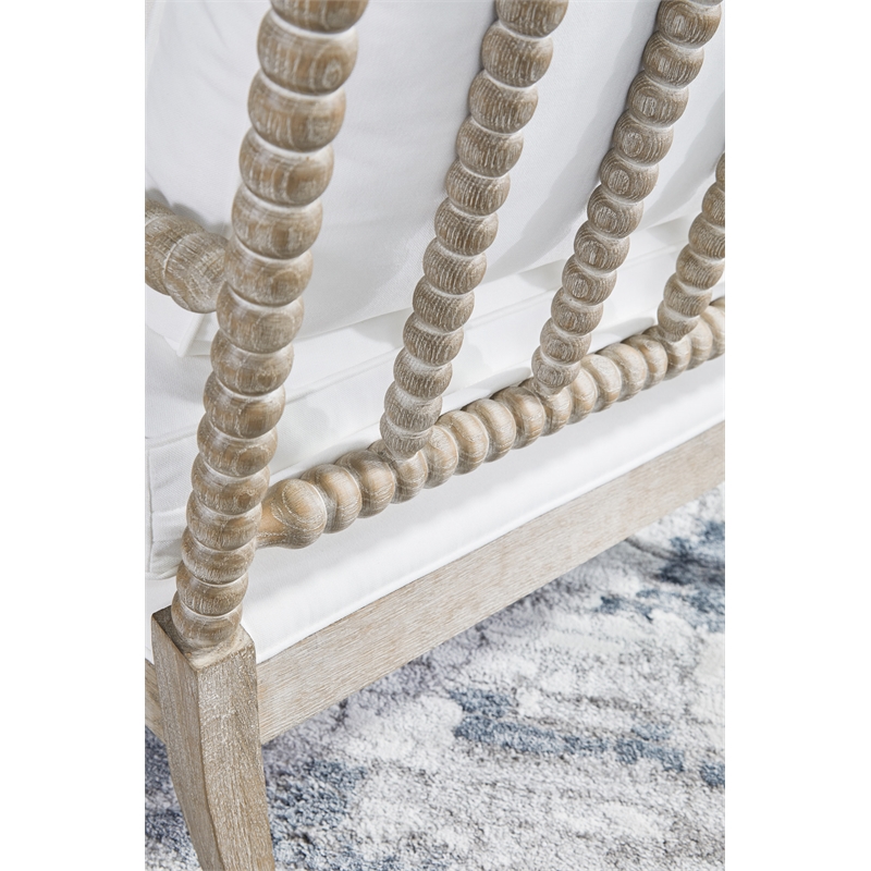 Essentials For Living Stitch & Hand Rouleau Fabric Chaise Lounge in White