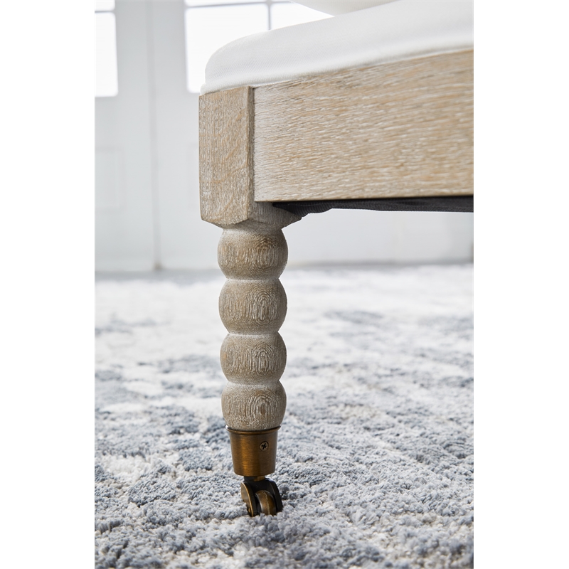 Essentials For Living Stitch & Hand Rouleau Fabric Chaise Lounge in White