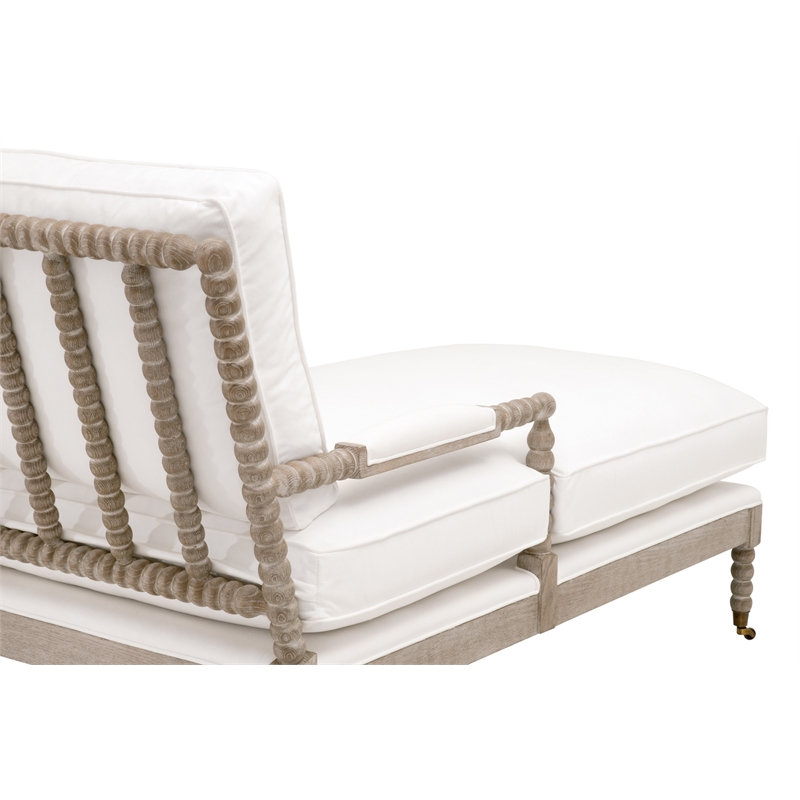 Essentials For Living Stitch & Hand Rouleau Fabric Chaise Lounge in White
