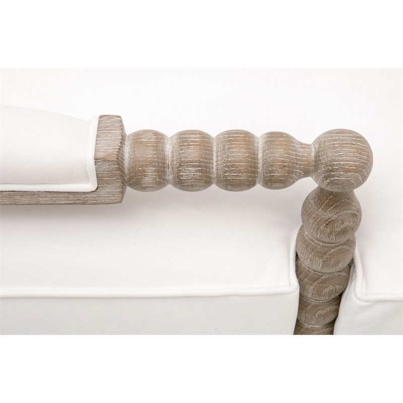 Essentials For Living Stitch & Hand Rouleau Fabric Chaise Lounge in White