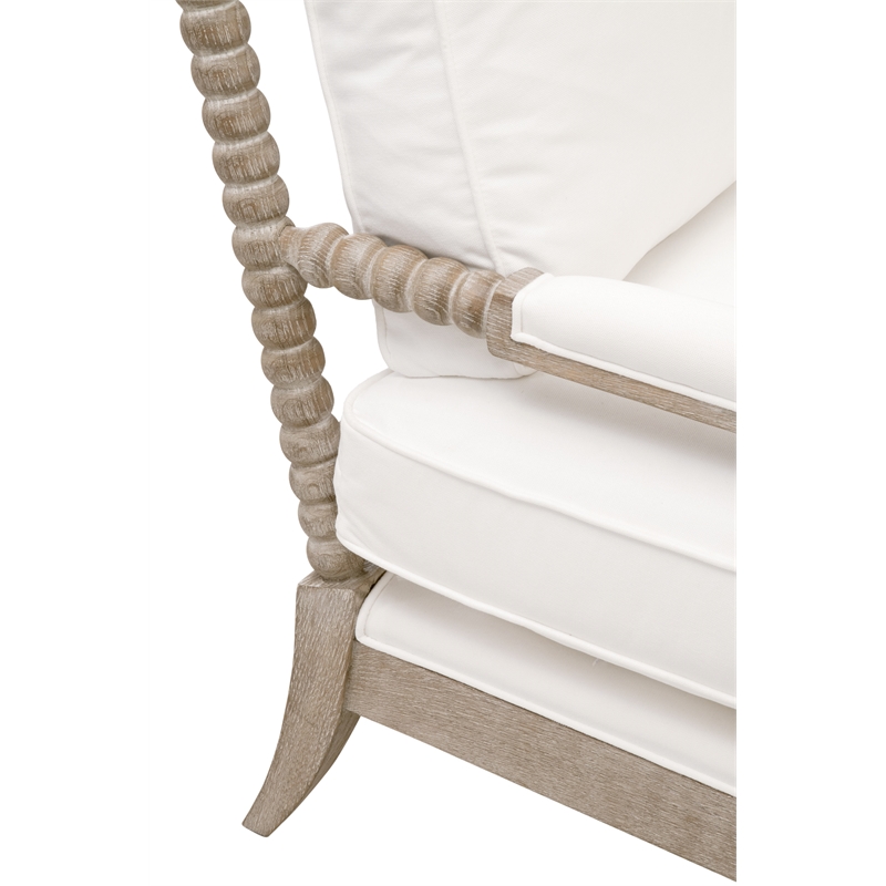 Essentials For Living Stitch & Hand Rouleau Fabric Chaise Lounge in White