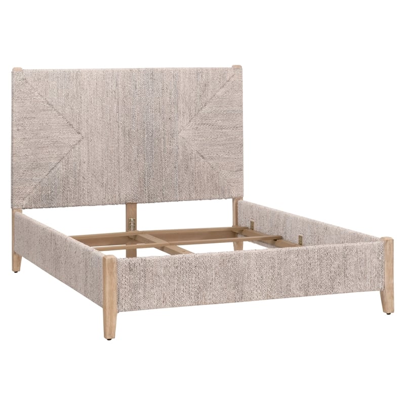 Essentials For Living Woven Malay Fabric Queen Bed in Off White/Gray
