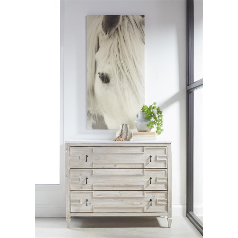 Essentials For Living Bella Antique Emerie Wood Entry Cabinet in White