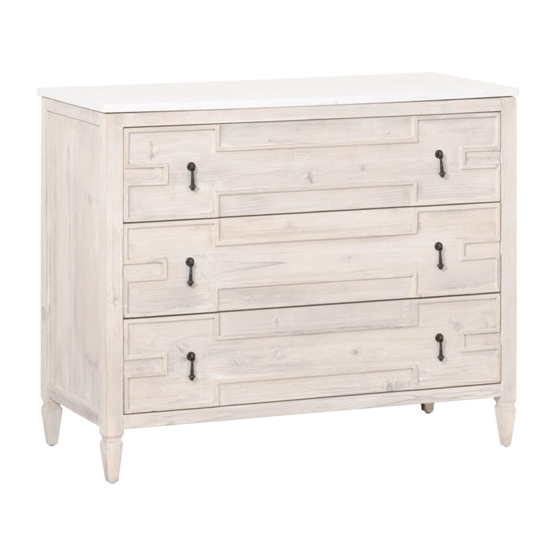 Essentials For Living Bella Antique Emerie Wood Entry Cabinet in White