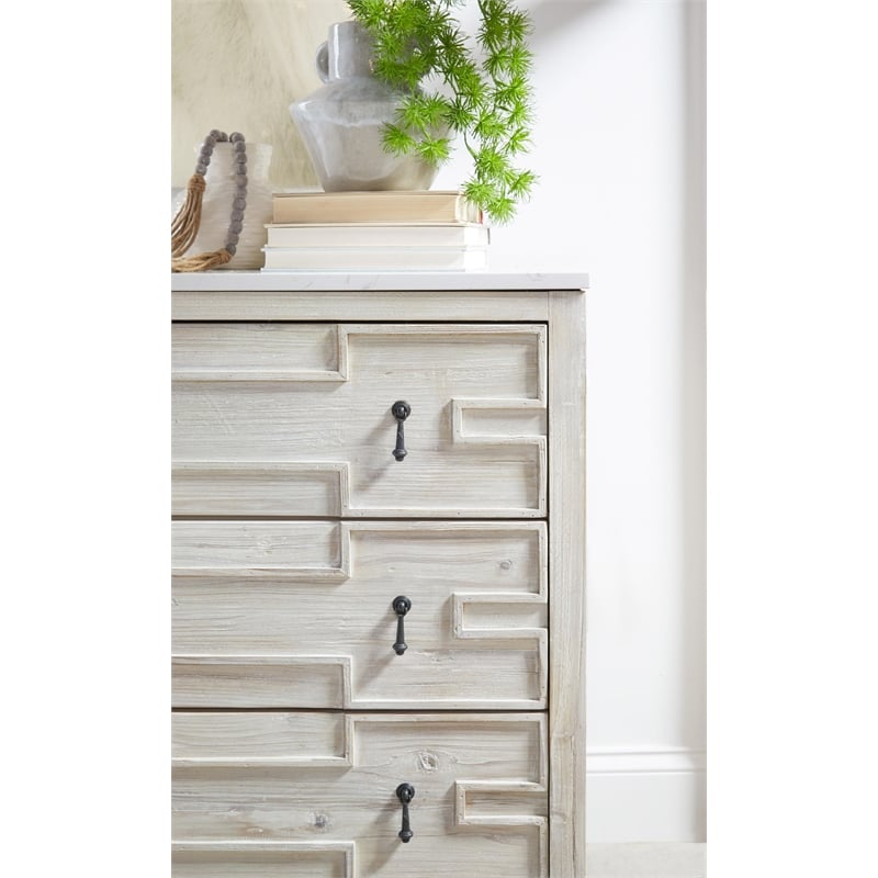 Essentials For Living Bella Antique Emerie Wood Entry Cabinet in White