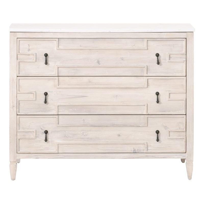 Essentials For Living Bella Antique Emerie Wood Entry Cabinet in White