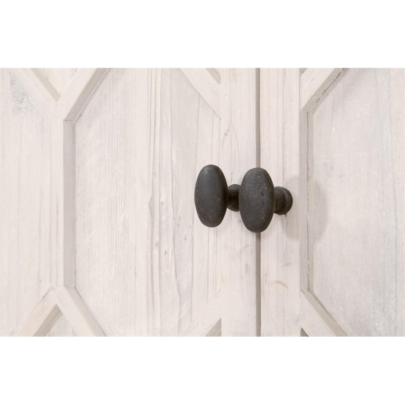 Essentials For Living Bella Antique Willow Wood Media Sideboard in White