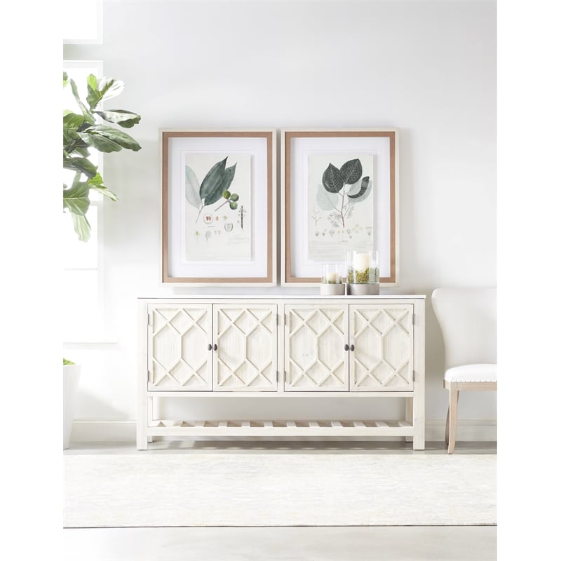 Essentials For Living Bella Antique Willow Wood Media Sideboard in White