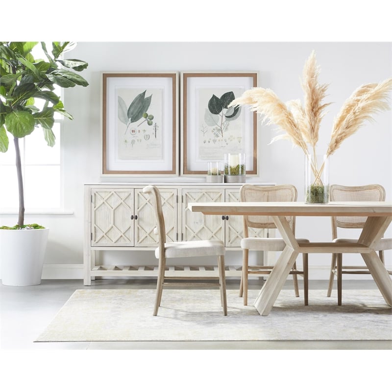 Essentials For Living Bella Antique Willow Wood Media Sideboard in White