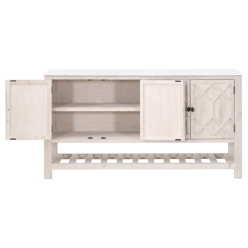 Essentials For Living Bella Antique Willow Wood Media Sideboard in White