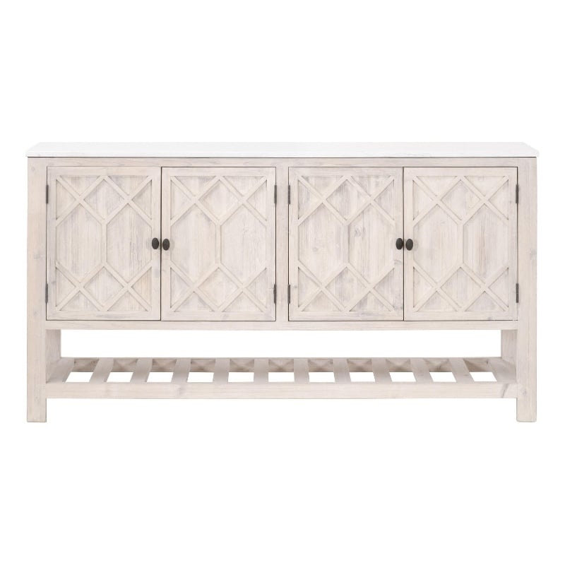 Essentials For Living Bella Antique Willow Wood Media Sideboard in White