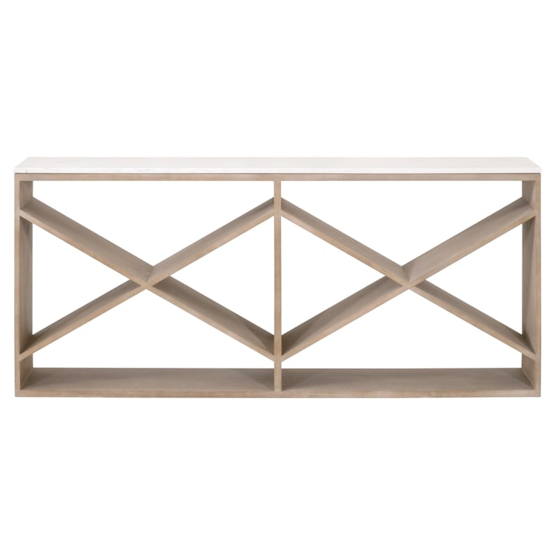 Essentials For Living Bella Antique Cellar Wood Console Table in Gray Oak